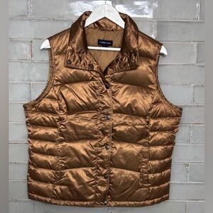 Lands’ End Shiny Copper Down Feather Puffer Vest ~ Size Large